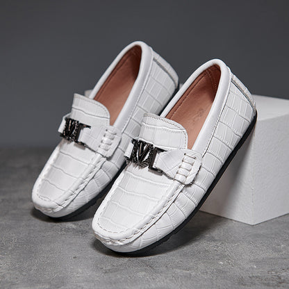 Children's Shoes Peas Shoes Children's Slip-on Leather Shoes - KuzuSHOP