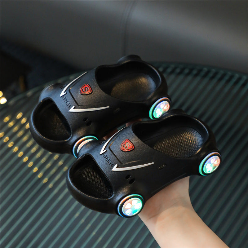 Kids Glowing Slippers Cartoon Car Sandals Children Sandals Anti Slip Boys Girls Luminous Slippers Summer Beach Shoes - KuzuSHOP