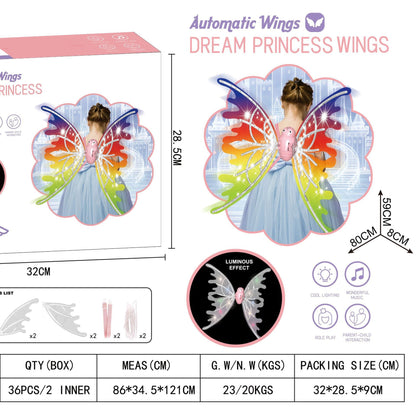 Girls Electrical Butterfly Wings With Lights Glowing Shiny Dress Up Moving Fairy Wings For Birthday Wedding Christmas Halloween - KuzuSHOP