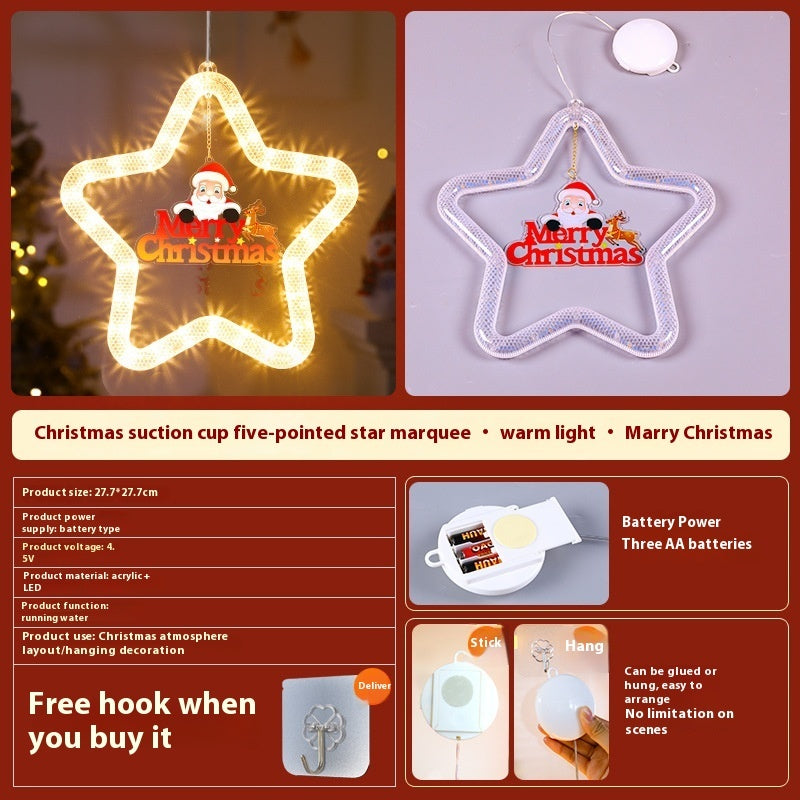 Christmas Pendant Decoration Christmas Atmosphere Led Lights Led Christmas Star Light Decoration For Window Door For Holiday - KuzuSHOP