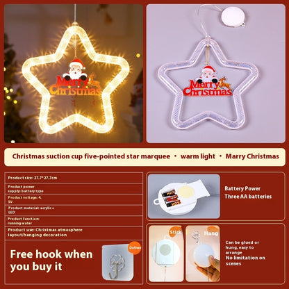 Christmas Pendant Decoration Christmas Atmosphere Led Lights Led Christmas Star Light Decoration For Window Door For Holiday - KuzuSHOP