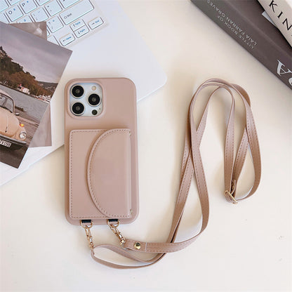 Suitable Phone Case Card Holder Lanyard Litchi Pattern