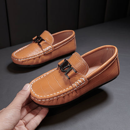 Children's Shoes Peas Shoes Children's Slip-on Leather Shoes - KuzuSHOP