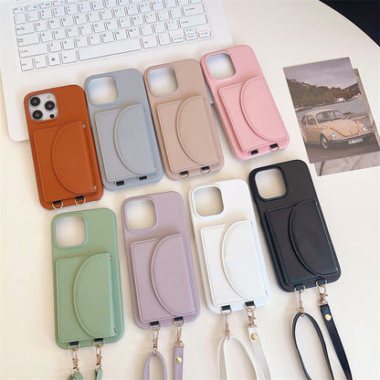 Suitable Phone Case Card Holder Lanyard Litchi Pattern
