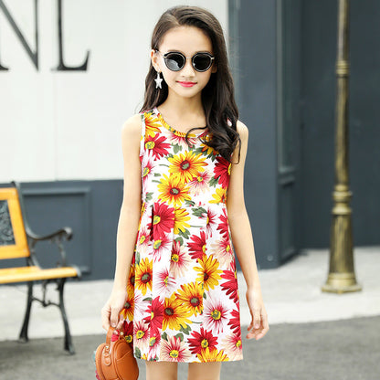Girls' Rayon Breathable Print Beach Dress - KuzuSHOP