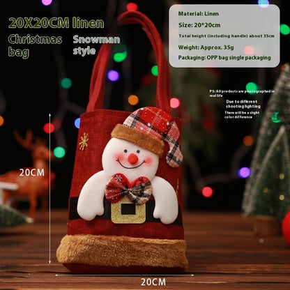 Christmas Candy Gift Tote Bag For Kids, Snowman Bear Handbag, Small Christmas Tree Decoration Bags - KuzuSHOP