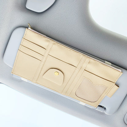 Car Sun Visor Organizer Storage Holder Full Leather Wrap - KuzuSHOP