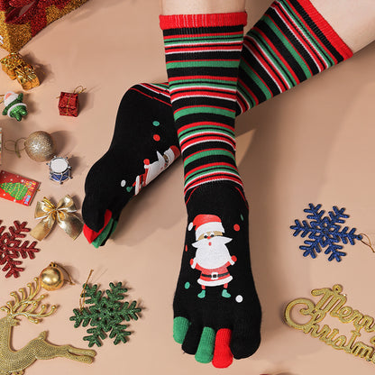 Cute Christmas Five-finger Socks Winter Elastic Sweat-absorbent Split-toe Socks For Women - KuzuSHOP