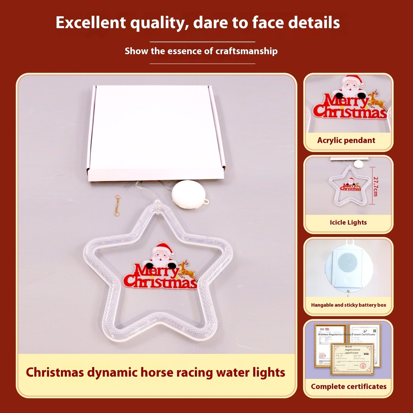 Christmas Pendant Decoration Christmas Atmosphere Led Lights Led Christmas Star Light Decoration For Window Door For Holiday - KuzuSHOP