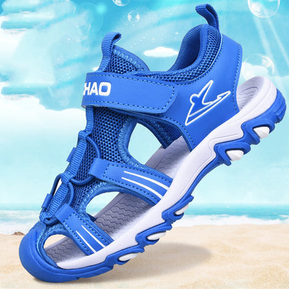 Boys Sandals Baotou Summer Soft Sole Black Children's Beach Shoes Boys Sandals Non-slip - KuzuSHOP