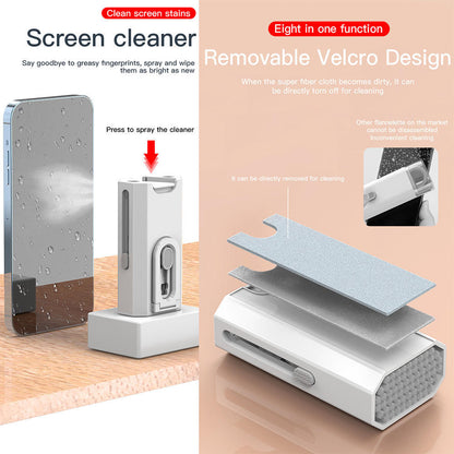 8 In 1 Multifunctional Swipe Clean Dust Keyboard Phone Screen Lens Earbuds Sponge Cleaning Brush Kit Set - KuzuSHOP