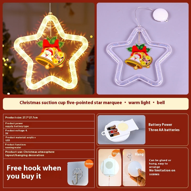 Christmas Pendant Decoration Christmas Atmosphere Led Lights Led Christmas Star Light Decoration For Window Door For Holiday - KuzuSHOP