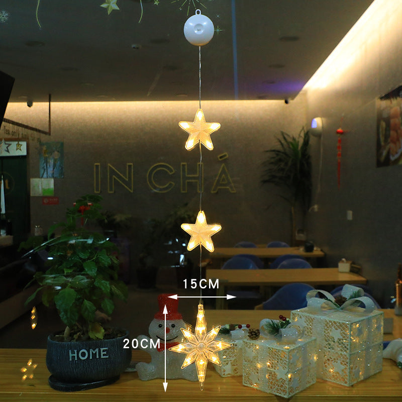 Christmas 3pcs LED Light Star, Xmas Tree Hanging Ornaments Decoration For Home, Christmas Decorations - KuzuSHOP