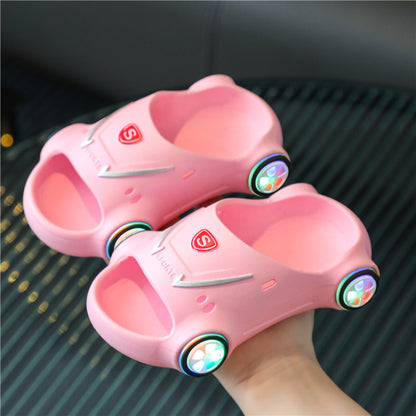Kids Glowing Slippers Cartoon Car Sandals Children Sandals Anti Slip Boys Girls Luminous Slippers Summer Beach Shoes - KuzuSHOP