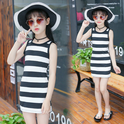 Summer new fashion Korean style big kids girls chiffon print skirt - KuzuSHOP
