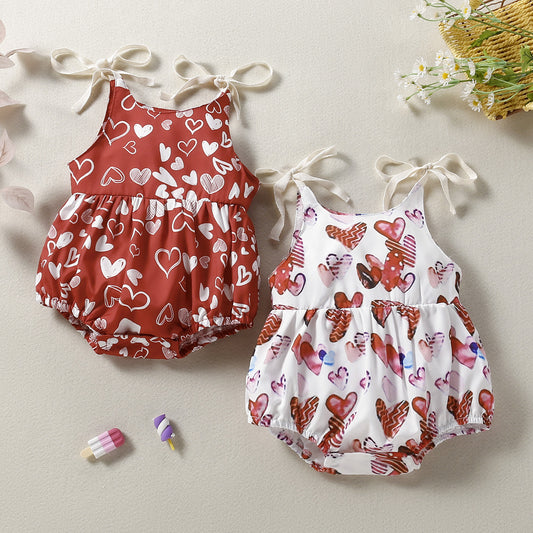 Baby Girl's Red Love Printing Sling - KuzuSHOP
