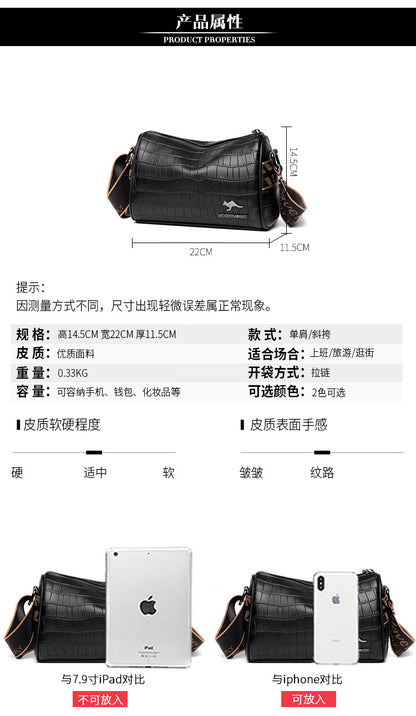 Top layer cowhide pillow bag women's bag 2022 new trendy fashion crocodile pattern shoulder Messenger bag casual soft leather bag
