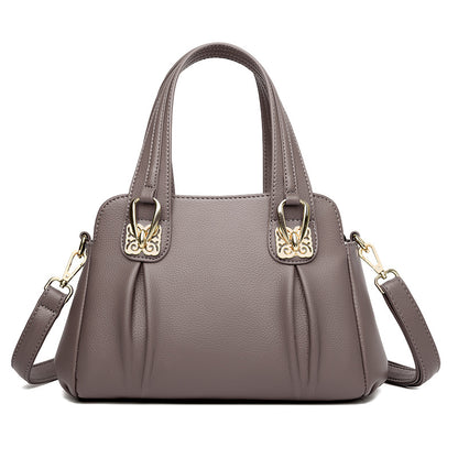 Bags 2024 new middle-aged and elderly women's casual soft leather large capacity messenger bag fashion trend handbag women's bag - KuzuSHOP