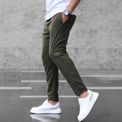 Men's Casual Pants With Pockets Fashion Slim Fit Drawstring Trousers - KuzuSHOP