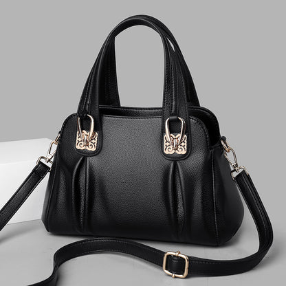 Bags 2024 new middle-aged and elderly women's casual soft leather large capacity messenger bag fashion trend handbag women's bag - KuzuSHOP