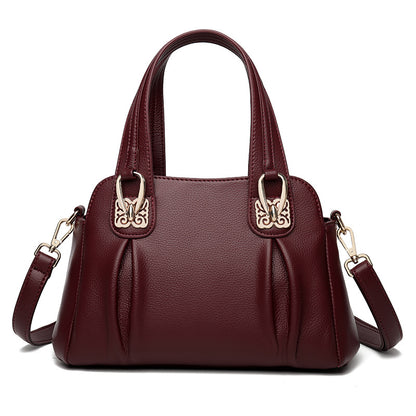 Bags 2024 new middle-aged and elderly women's casual soft leather large capacity messenger bag fashion trend handbag women's bag - KuzuSHOP