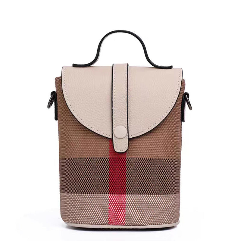 New style mobile phone bag light luxury versatile genuine leather ladies messenger bag lightweight fashion mini shoulder bag plaid women's bag