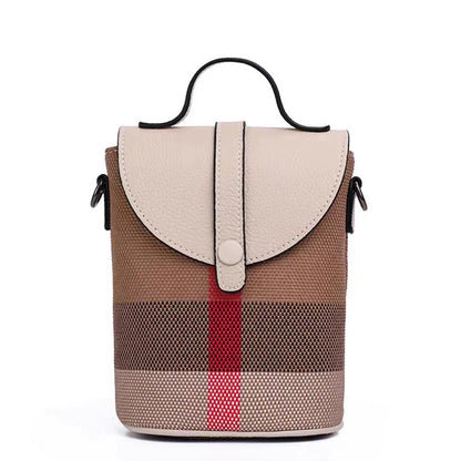 New style mobile phone bag light luxury versatile genuine leather ladies messenger bag lightweight fashion mini shoulder bag plaid women's bag
