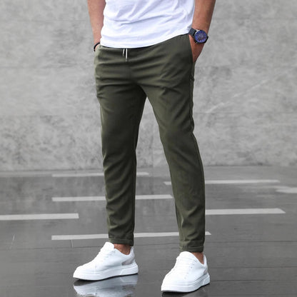 Men's Casual Pants With Pockets Fashion Slim Fit Drawstring Trousers - KuzuSHOP