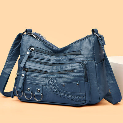 2023 Spring New Crossbody Bag Mom Shoulder Bag Washed Soft Leather Ladies Small Bag Middle-aged and Elderly All-match Women's Bag