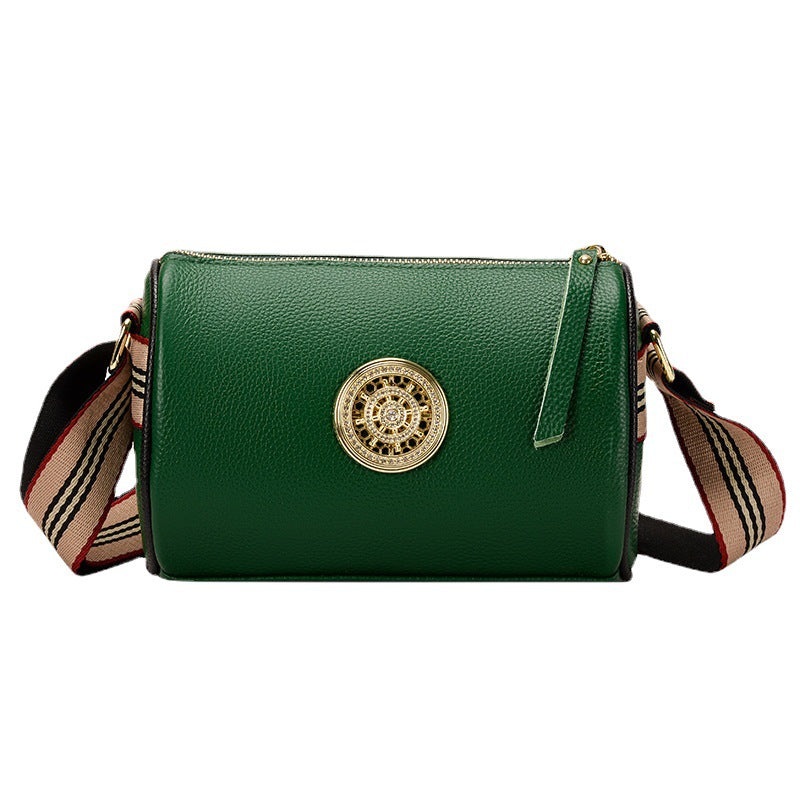 Bag women's bag 2024 new simple fashion wide shoulder strap one shoulder Messenger bag top layer cowhide live broadcast - KuzuSHOP