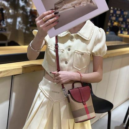 New style mobile phone bag light luxury versatile genuine leather ladies messenger bag lightweight fashion mini shoulder bag plaid women's bag