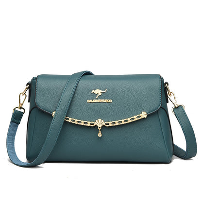 Women's bag new fashion all-match soft leather middle-aged mother shoulder bag large capacity small square bag women's shoulder bag trendy