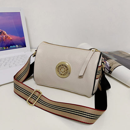 Bag women's bag 2024 new simple fashion wide shoulder strap one shoulder Messenger bag top layer cowhide live broadcast - KuzuSHOP