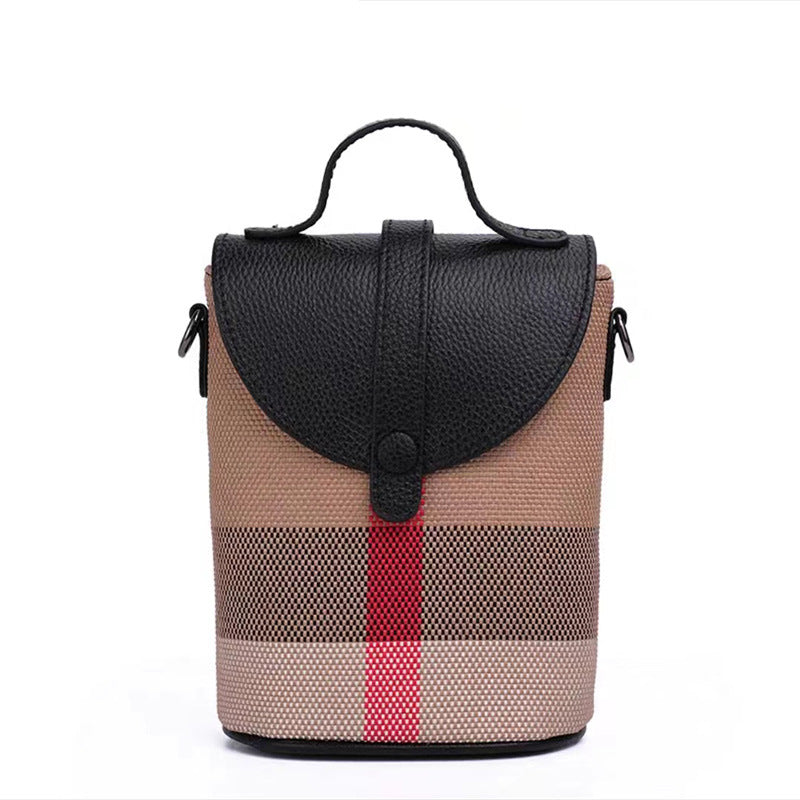 New style mobile phone bag light luxury versatile genuine leather ladies messenger bag lightweight fashion mini shoulder bag plaid women's bag