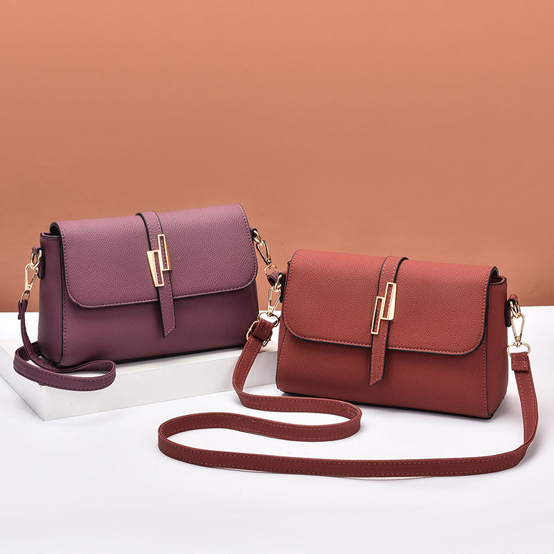 Ladies bags 2021 summer new trendy middle-aged and elderly single shoulder bag messenger bag litchi pattern mother bag one generation