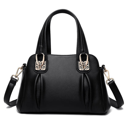 Bags 2024 new middle-aged and elderly women's casual soft leather large capacity messenger bag fashion trend handbag women's bag - KuzuSHOP