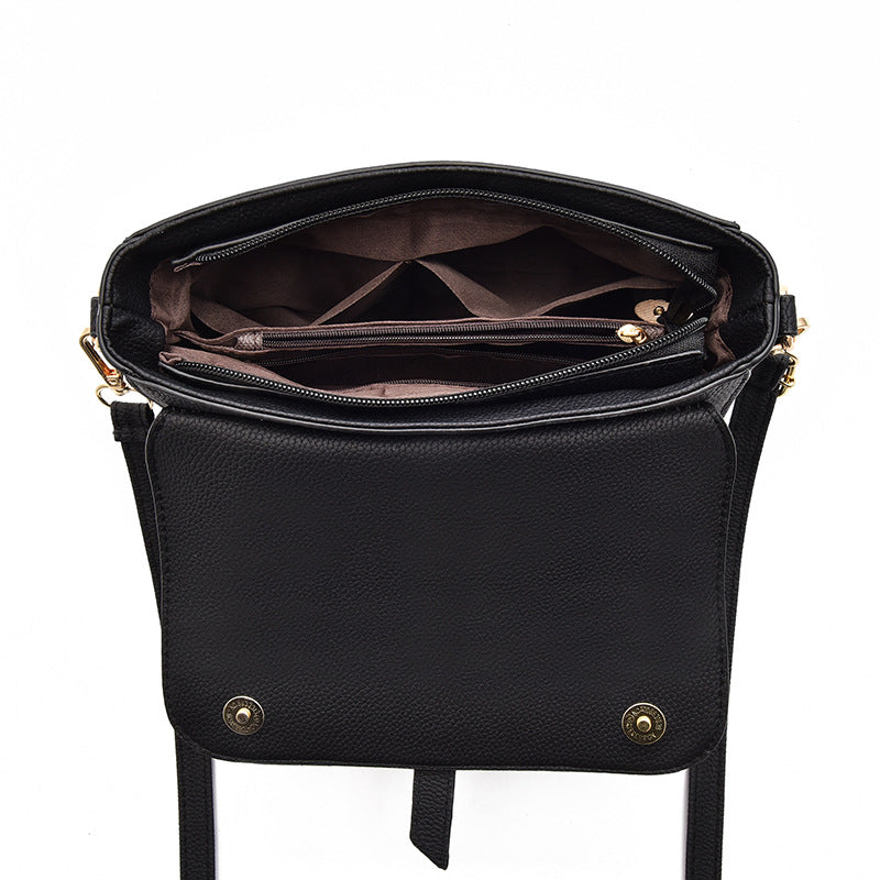 Ladies bags 2021 summer new trendy middle-aged and elderly single shoulder bag messenger bag litchi pattern mother bag one generation