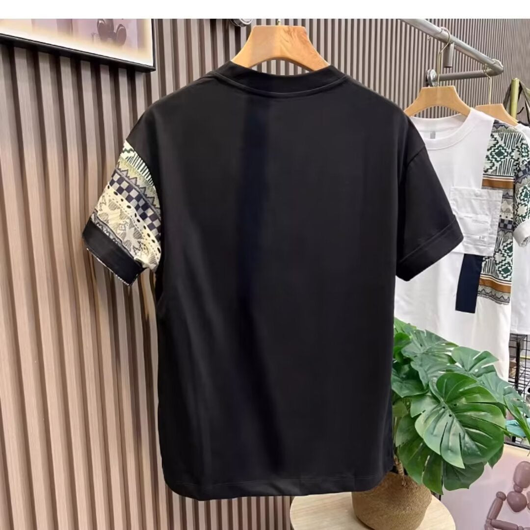 Men's T-shirt Summer New Work Clothes Style Color Matching Top - KuzuSHOP