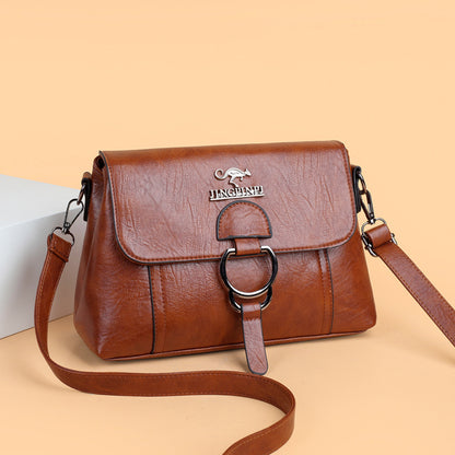 Soft leather women's bag 2022 new Korean version fashion all-match large-capacity one-shoulder Messenger portable middle-aged mother bag