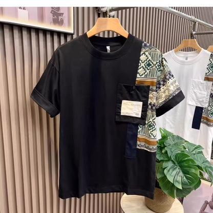 Men's T-shirt Summer New Work Clothes Style Color Matching Top - KuzuSHOP