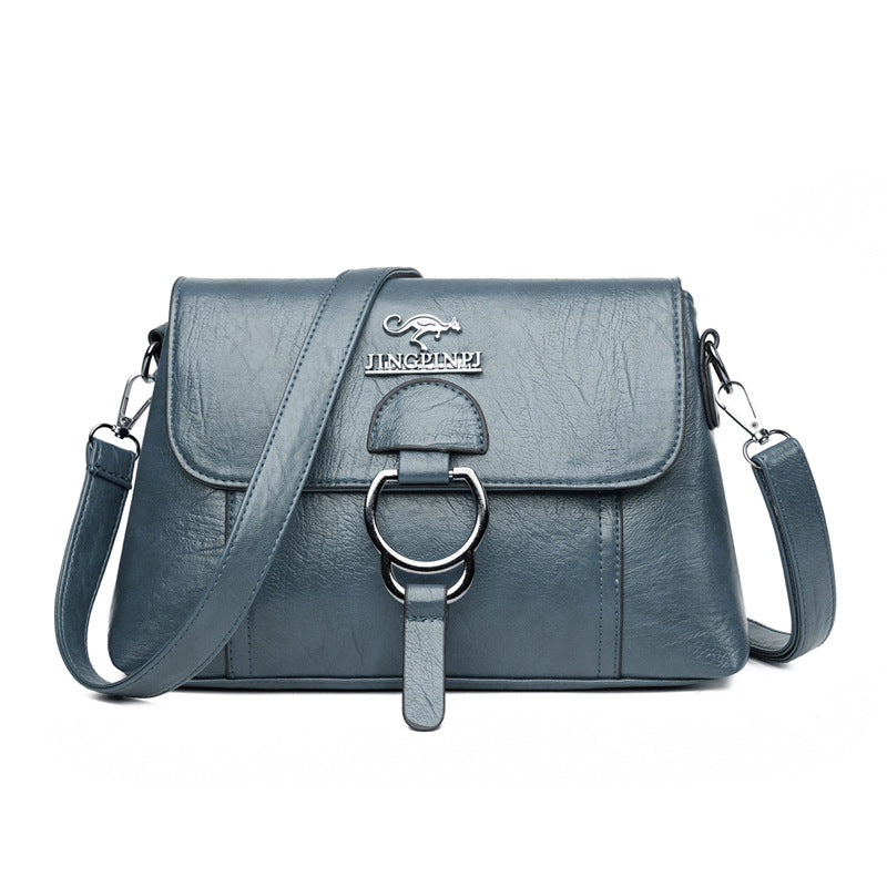 Soft leather women's bag 2022 new Korean version fashion all-match large-capacity one-shoulder Messenger portable middle-aged mother bag