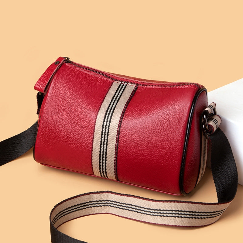 Cross-border first-layer cowhide pillow bag women 2021 new trendy large-capacity shoulder Messenger bag casual leather women's bag - KuzuSHOP