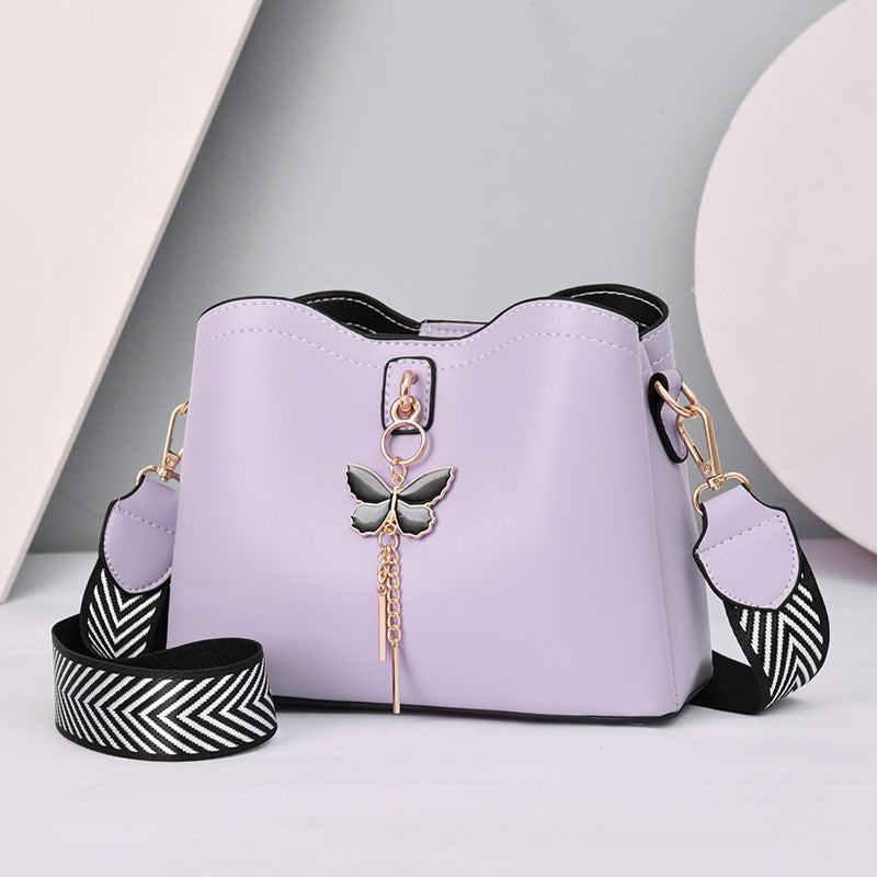 Wholesale Women's Bag Shoulder Bag 2024 New Fashion Versatile Bucket Bag Women's Wide Shoulder Strap Bow Lady's Small Bag