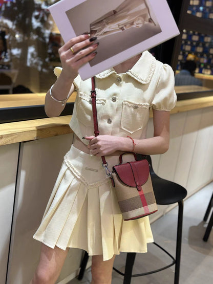 New style mobile phone bag light luxury versatile genuine leather ladies messenger bag lightweight fashion mini shoulder bag plaid women's bag