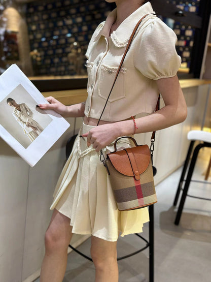 New style mobile phone bag light luxury versatile genuine leather ladies messenger bag lightweight fashion mini shoulder bag plaid women's bag