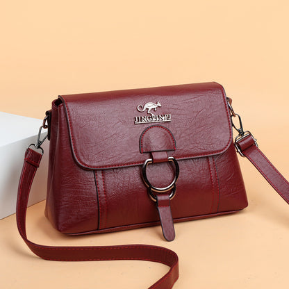 Soft leather women's bag 2022 new Korean version fashion all-match large-capacity one-shoulder Messenger portable middle-aged mother bag