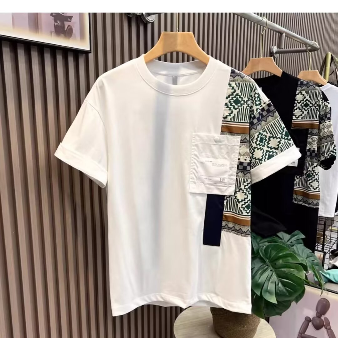 Men's T-shirt Summer New Work Clothes Style Color Matching Top - KuzuSHOP