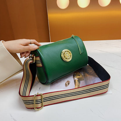 Bag women's bag 2024 new simple fashion wide shoulder strap one shoulder Messenger bag top layer cowhide live broadcast - KuzuSHOP