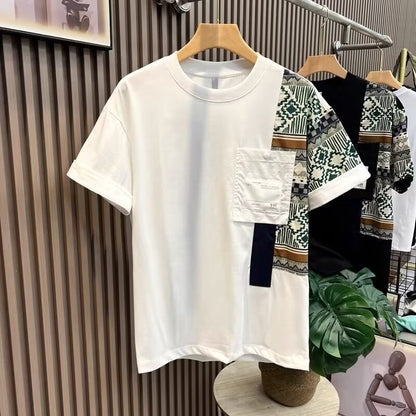 Men's T-shirt Summer New Work Clothes Style Color Matching Top - KuzuSHOP