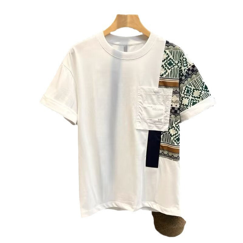 Men's T-shirt Summer New Work Clothes Style Color Matching Top - KuzuSHOP